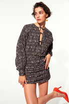 Nazlı Ceren-Carlotte Mini Koton Elbise Brown-Elbise-3-Milagron.com