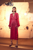 Nazlı Ceren-Cassin Jakarlı Gömlek Elbise-Elbise-1-Milagron.com