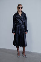 Nazlı Ceren-Cecile Vegan Deri Trençkot Noire-Deri Mont-2-Milagron.com