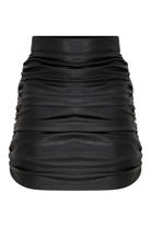 Nazlı Ceren-Chels Vegan Deri Mini Etek Black-Etek-1-Milagron.com