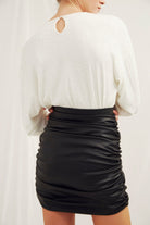 Nazlı Ceren-Chels Vegan Deri Mini Etek Black-Etek-6-Milagron.com