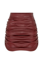 Nazlı Ceren-Chels Vegan Deri Mini Etek Red-Etek-1-Milagron.com