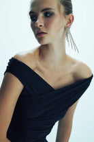 Nazlı Ceren-Cheri Jarse Bluz Siyah-T-Shirts-1-Milagron.com