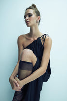 Nazlı Ceren-Chrissy Tek Omuzlu Elbise Siyah-Elbise-3-Milagron.com