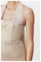 Nazlı Ceren-Clarine Midi Elbise Bej-Elbise-5-Milagron.com