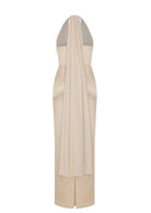 Nazlı Ceren-Clarine Midi Elbise Bej-Elbise-7-Milagron.com