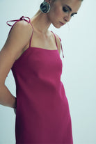 Nazlı Ceren-Ellie Krep Mini Elbise Raspberry Sorbet-Elbise-4-Milagron.com