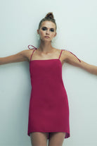 Nazlı Ceren-Ellie Krep Mini Elbise Raspberry Sorbet-Elbise-6-Milagron.com