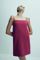 Nazlı Ceren-Ellie Krep Mini Elbise Raspberry Sorbet-Elbise-7-Milagron.com