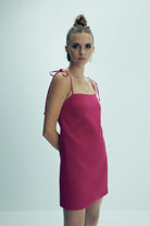 Nazlı Ceren-Ellie Krep Mini Elbise Raspberry Sorbet-Elbise-8-Milagron.com