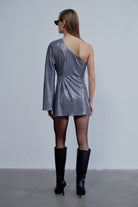 Nazlı Ceren-Emerald Tek Omuzlu Payetli Mini Elbise-Elbise-4-Milagron.com