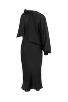 Nazlı Ceren-Emillien Asimetrik Saten Elbise Noire-Elbise-4-Milagron.com