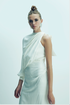 Nazlı Ceren-Emillien Asimetrik Saten Elbise White Swan-Elbise-7-Milagron.com