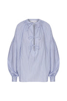 Nazlı Ceren-Eve çizgili Koton Gömlek Blue-Gömlek-2-Milagron.com