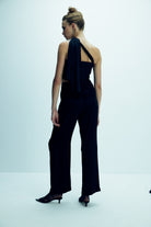 Nazlı Ceren-Evelyn Asimetrik Jarse Bluz Siyah-Bluz-8-Milagron.com