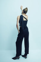 Nazlı Ceren-Evelyn Asimetrik Jarse Bluz Siyah-Bluz-9-Milagron.com