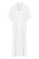 Nazlı Ceren-Gena V Yaka Oversized Koton Elbise-Elbise-1-Milagron.com