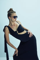 Nazlı Ceren-Grace Jarse Asimetrik Uzun Elbise Black-Elbise-2-Milagron.com