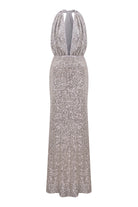 Nazlı Ceren-Ines Payetli Elbise Gümüş-Elbise-10-Milagron.com