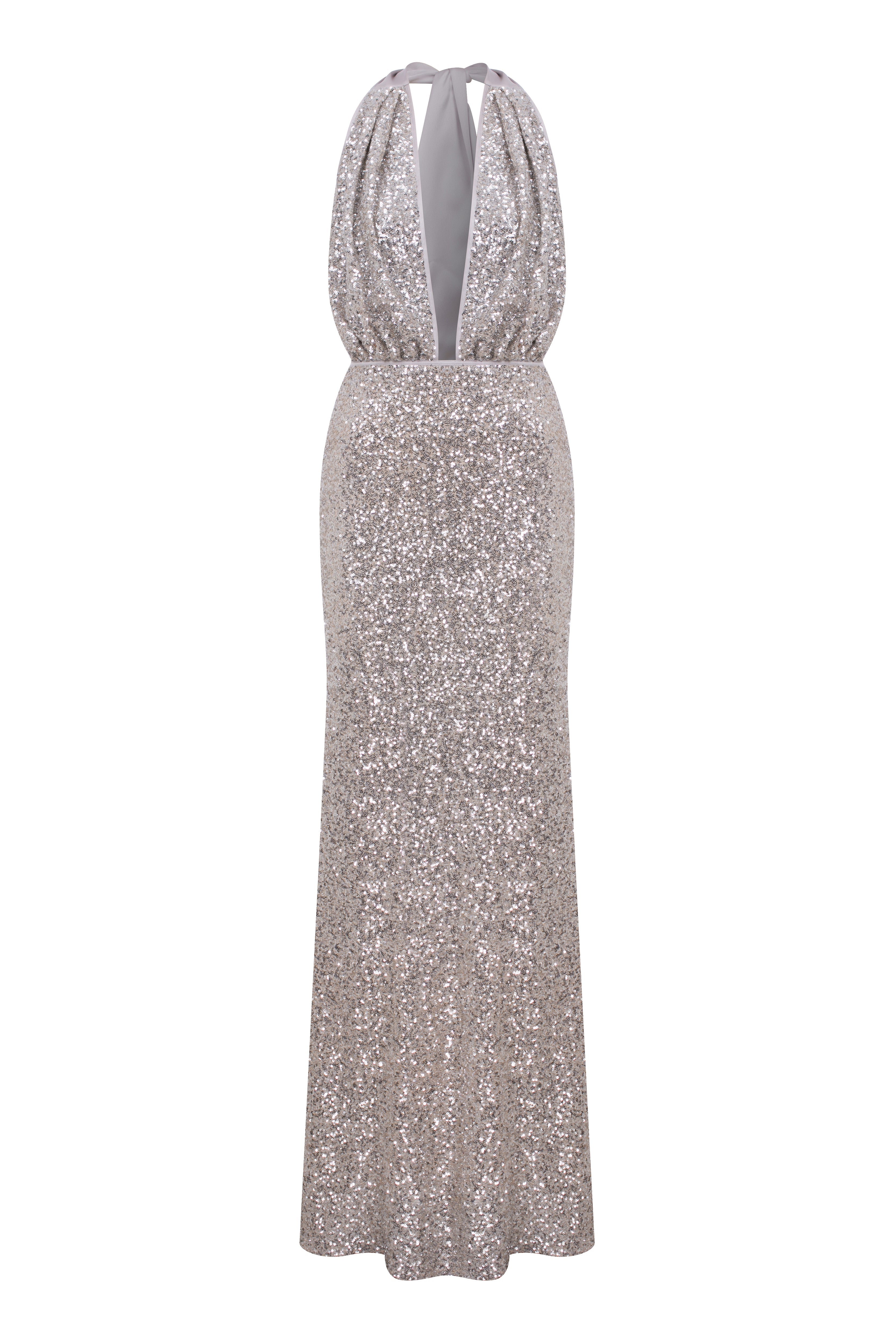 Nazlı Ceren-Ines Payetli Elbise Gümüş-Elbise-10-Milagron.com