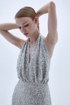 Nazlı Ceren-Ines Payetli Elbise Gümüş-Elbise-5-Milagron.com