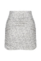 Nazlı Ceren-Jace Büzgülü Mini Etek White Printed-Etek-2-Milagron.com