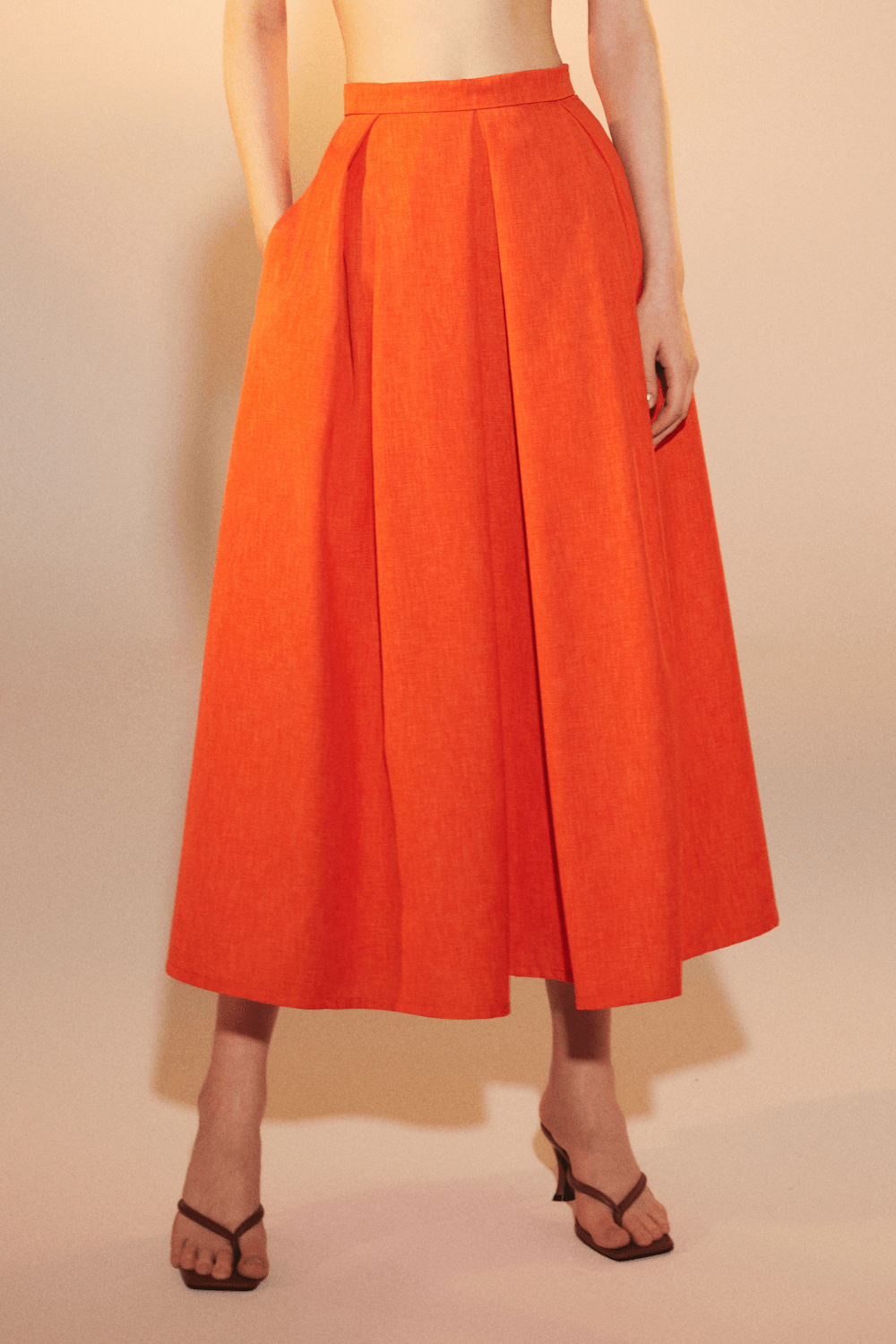 Nazlı Ceren-June Midi Etek Spicy Orange-Etek-6-Milagron.com