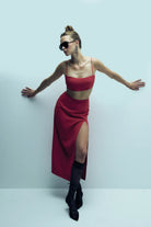 Nazlı Ceren-Lalia Krep Top Paprika Red-Top-6-Milagron.com