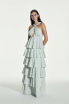 Nazlı Ceren-Laurel Koton Uzun Elbise Cannoli Cream-Elbise-7-Milagron.com