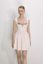 Nazlı Ceren-Leanne Saten Mini Elbise Toz Pembe-Elbise-1-Milagron.com