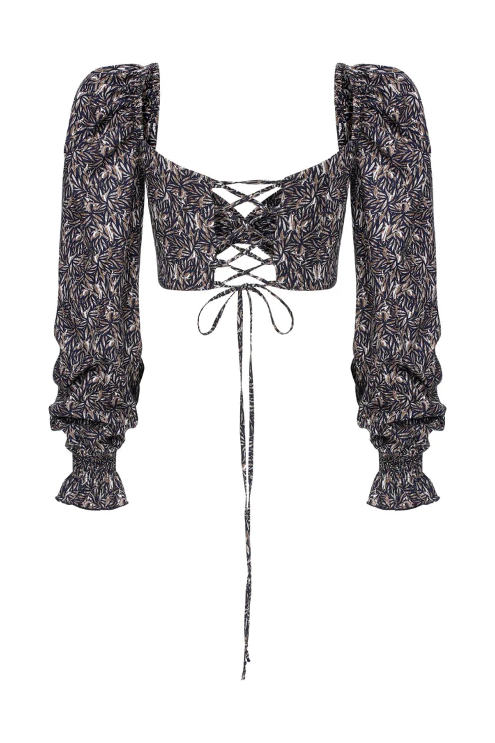 Nazlı Ceren-Lolly Poplin Top Dark Brown Printed-Top-2-Milagron.com