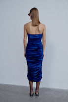 Nazlı Ceren-Luce Velvet Midi Elbise Bleu-Elbise-2-Milagron.com