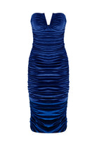 Nazlı Ceren-Luce Velvet Midi Elbise Bleu-Elbise-3-Milagron.com