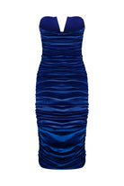 Nazlı Ceren-Luce Velvet Midi Elbise Bleu-Elbise-4-Milagron.com