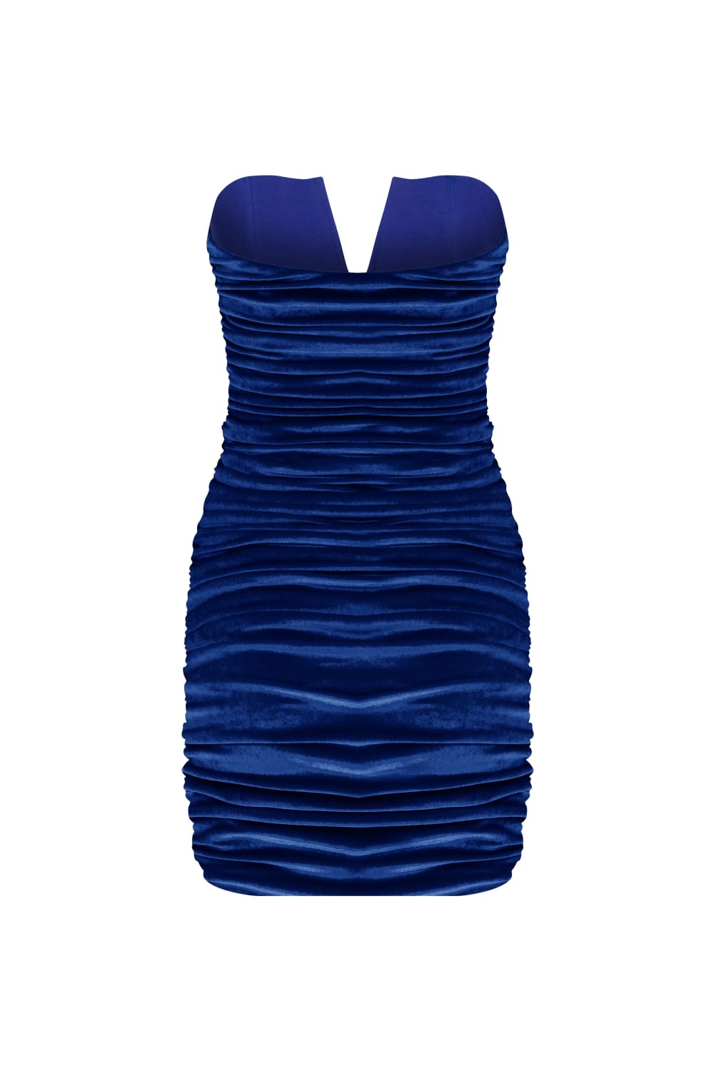 Nazlı Ceren-Luce Velvet Mini Dress In Bleu-Elbise-4-Milagron.com