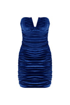 Nazlı Ceren-Luce Velvet Mini Dress In Bleu-Elbise-5-Milagron.com