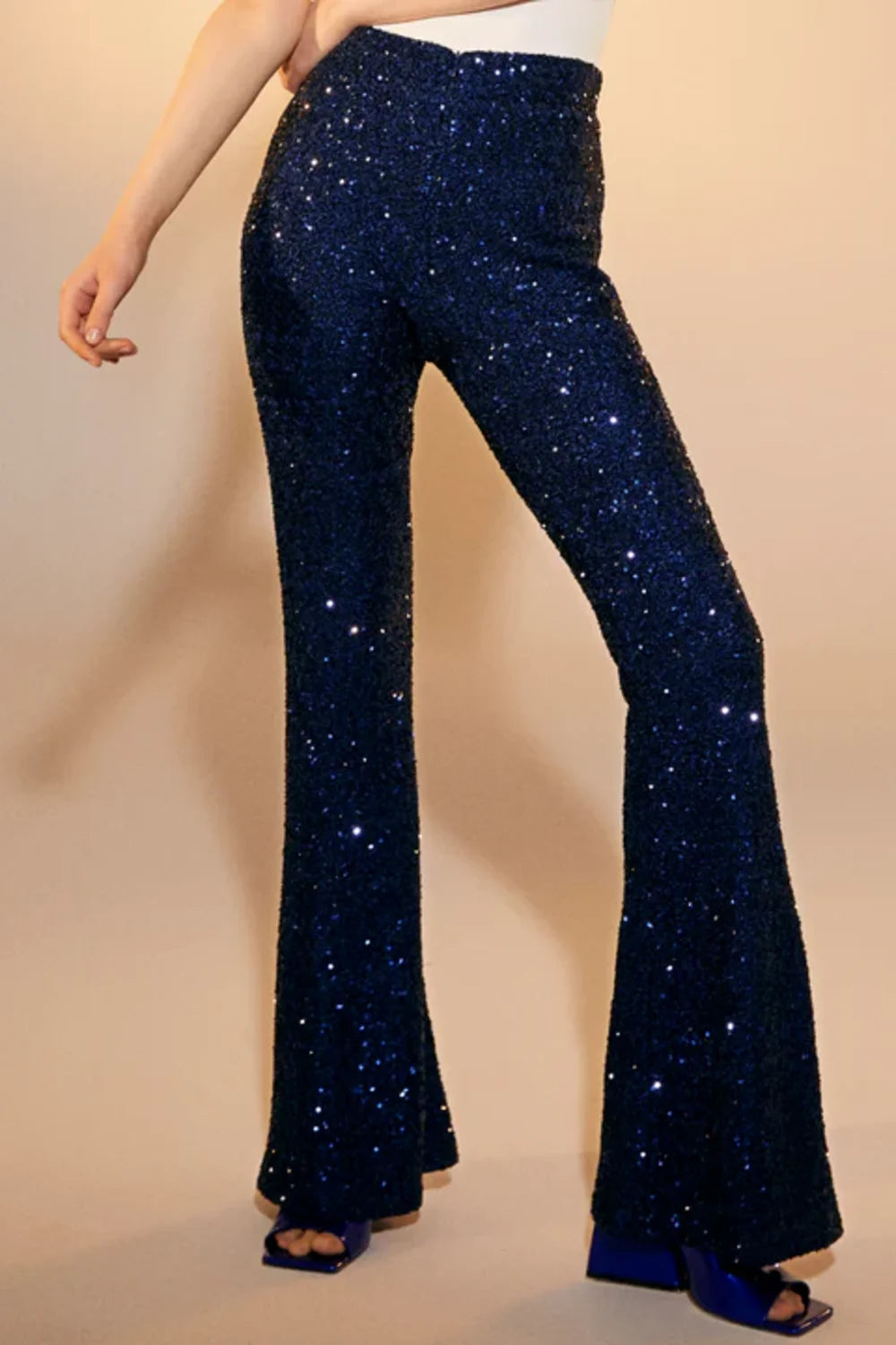 Nazlı Ceren-Maisy Payet Flared Pantolon Midnight Blue-Pantolon-3-Milagron.com