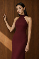 Marcel Midi Krep Elbise - Bordo - 3