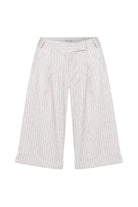 Nazlı Ceren-Marde Çizgili Keten Şort Walnut-Şort-1-Milagron.com