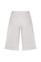 Nazlı Ceren-Marde Çizgili Keten Şort Walnut-Şort-2-Milagron.com