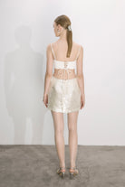 Nazlı Ceren-Marde Ekru Payetli Mini Etek-Etek-4-Milagron.com