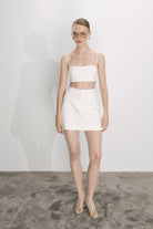 Nazlı Ceren-Marde Krep Etek Beyaz-Etek-1-Milagron.com