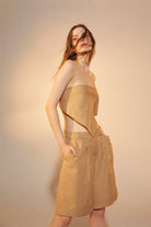 Nazlı Ceren-Marde Şort Almond Buff-Şort-2-Milagron.com