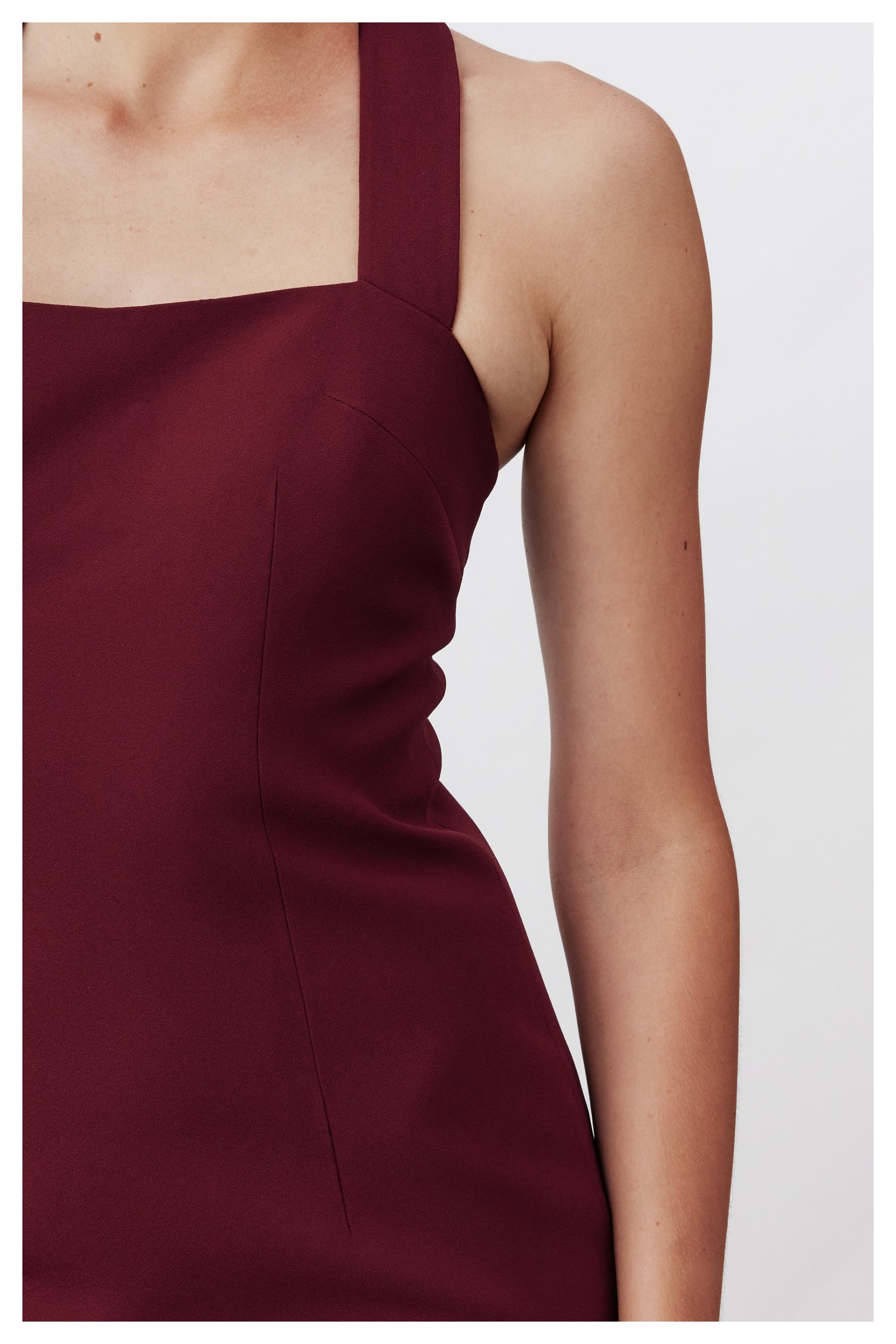 Nazlı Ceren-Margaux Krep Elbise Bordo-Elbise-4-Milagron.com