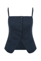 Nazlı Ceren-Marona Keten Top Dark Navy-Top-1-Milagron.com