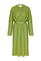 Nazlı Ceren-Martha Sırt Dekolteli Koton Elbise Green-Elbise-2-Milagron.com