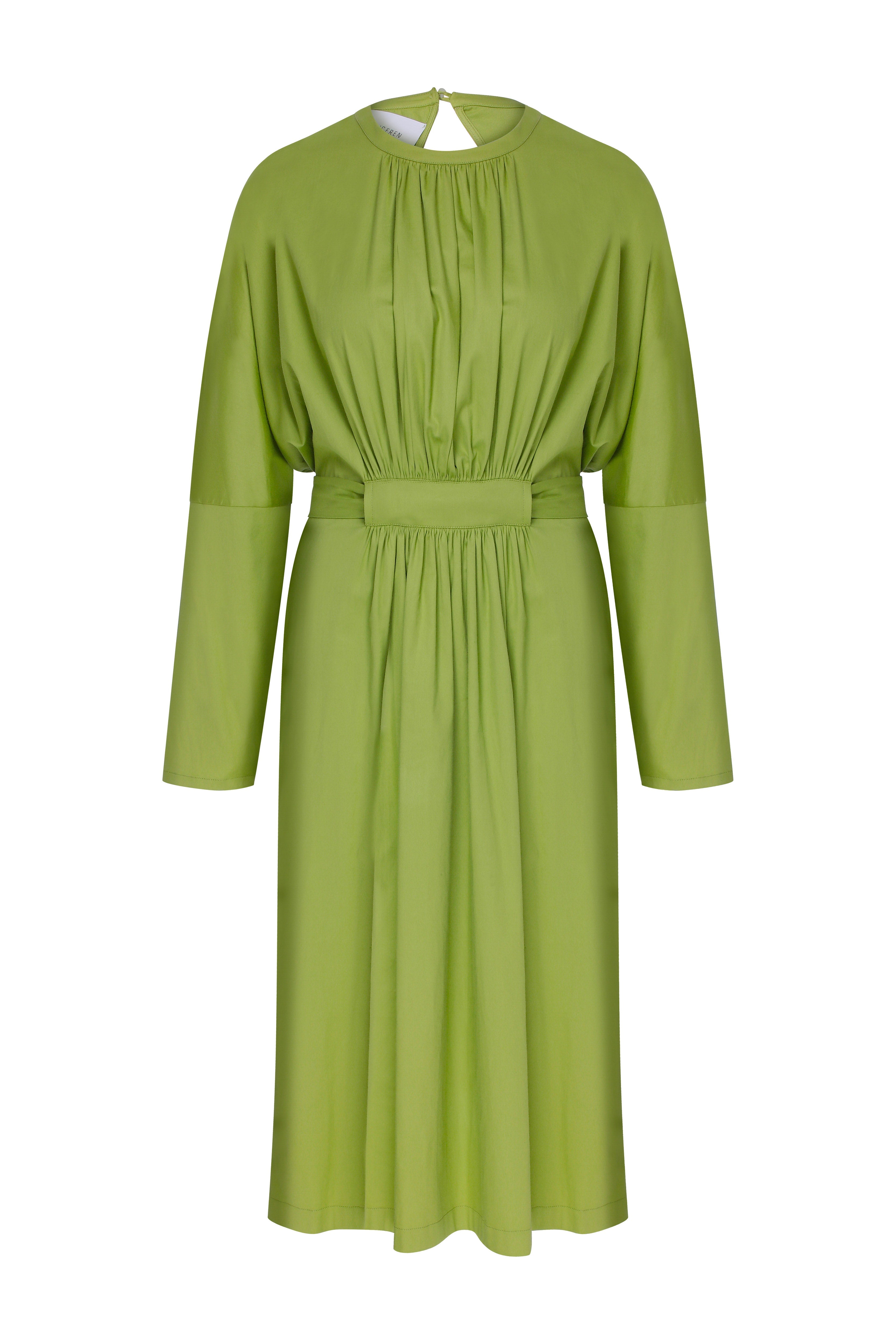 Nazlı Ceren-Martha Sırt Dekolteli Koton Elbise Green-Elbise-2-Milagron.com