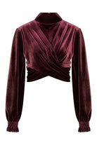 Nazlı Ceren-Melani Kadife Bluz Burgundy-Bluz-1-Milagron.com