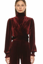 Nazlı Ceren-Melani Kadife Bluz Burgundy-Bluz-2-Milagron.com