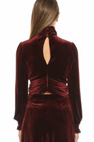 Nazlı Ceren-Melani Kadife Bluz Burgundy-Bluz-8-Milagron.com